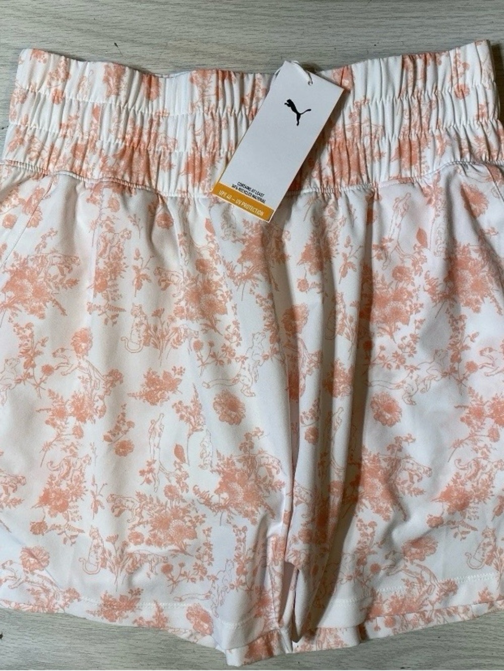 NWT PUMA Pink White Toile Floral Athletic Skort Skirt Shorts Activewear Size S